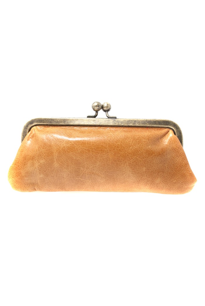 Tan Leather Vintage Style Purse - brown coin purse - women&#39;s leather wallet