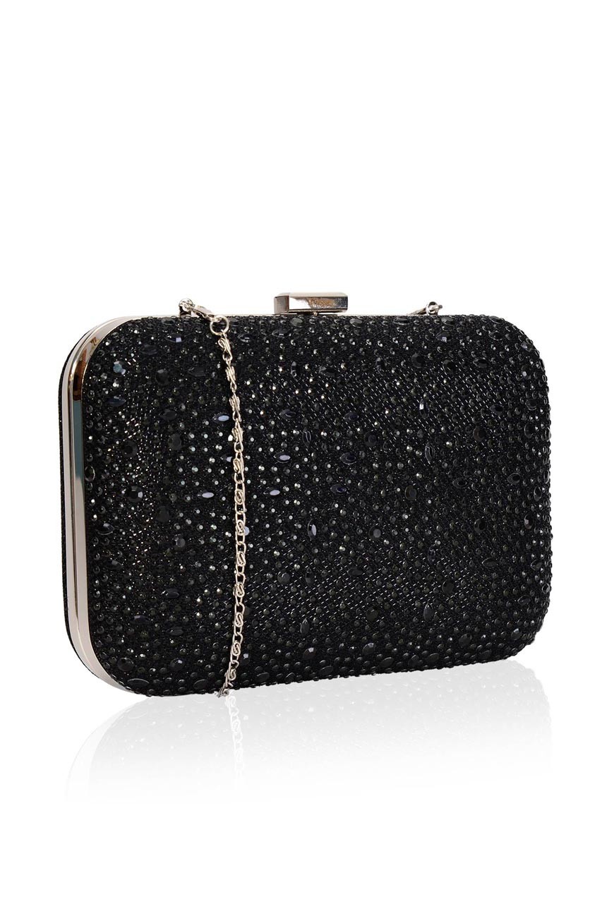 Black Beaded Clutch Bag - Evening Handbag