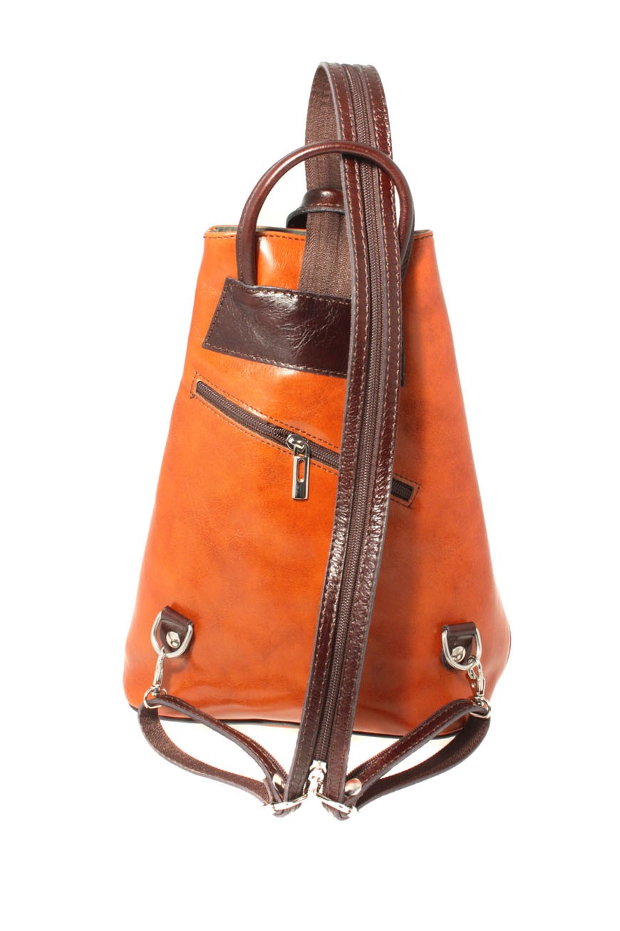 Vintage Tan Backpack - 1960s Style Shoulder Bag - Leather Bucket Handbag