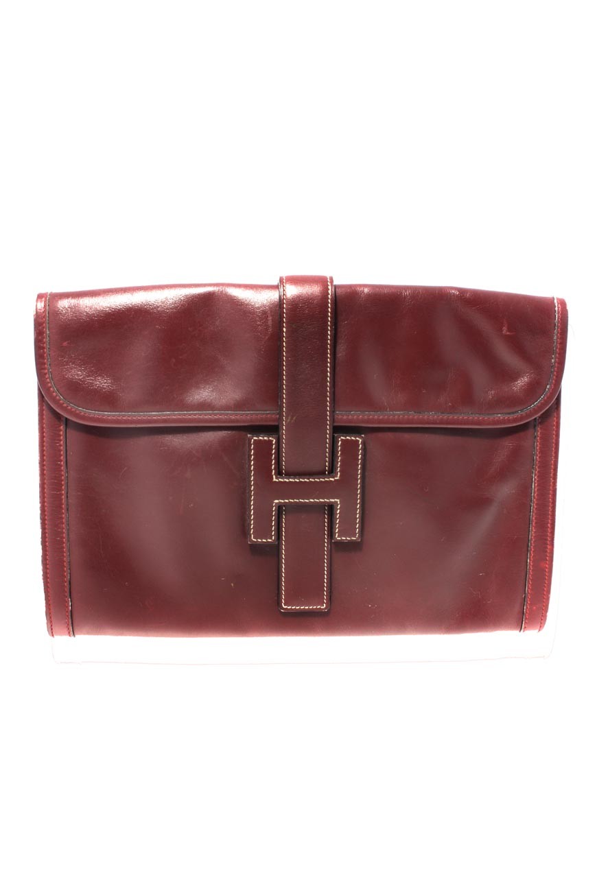 Vintage Hermes Jige Clutch - Red Hermes Clutch Bag - 1980s Leather Clutch