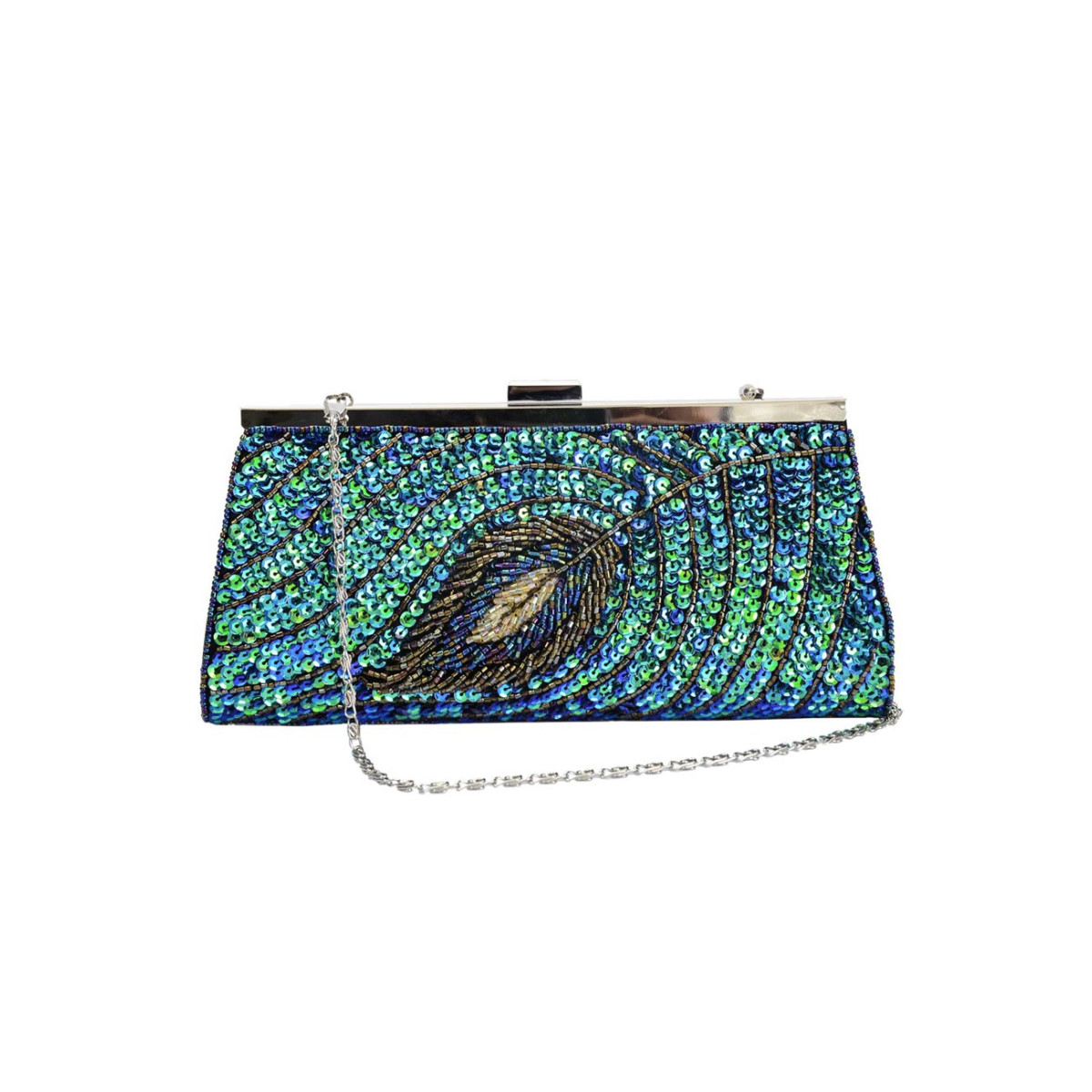 Blue Peacock Clutch Bag Vintage Evening Bag Embellished