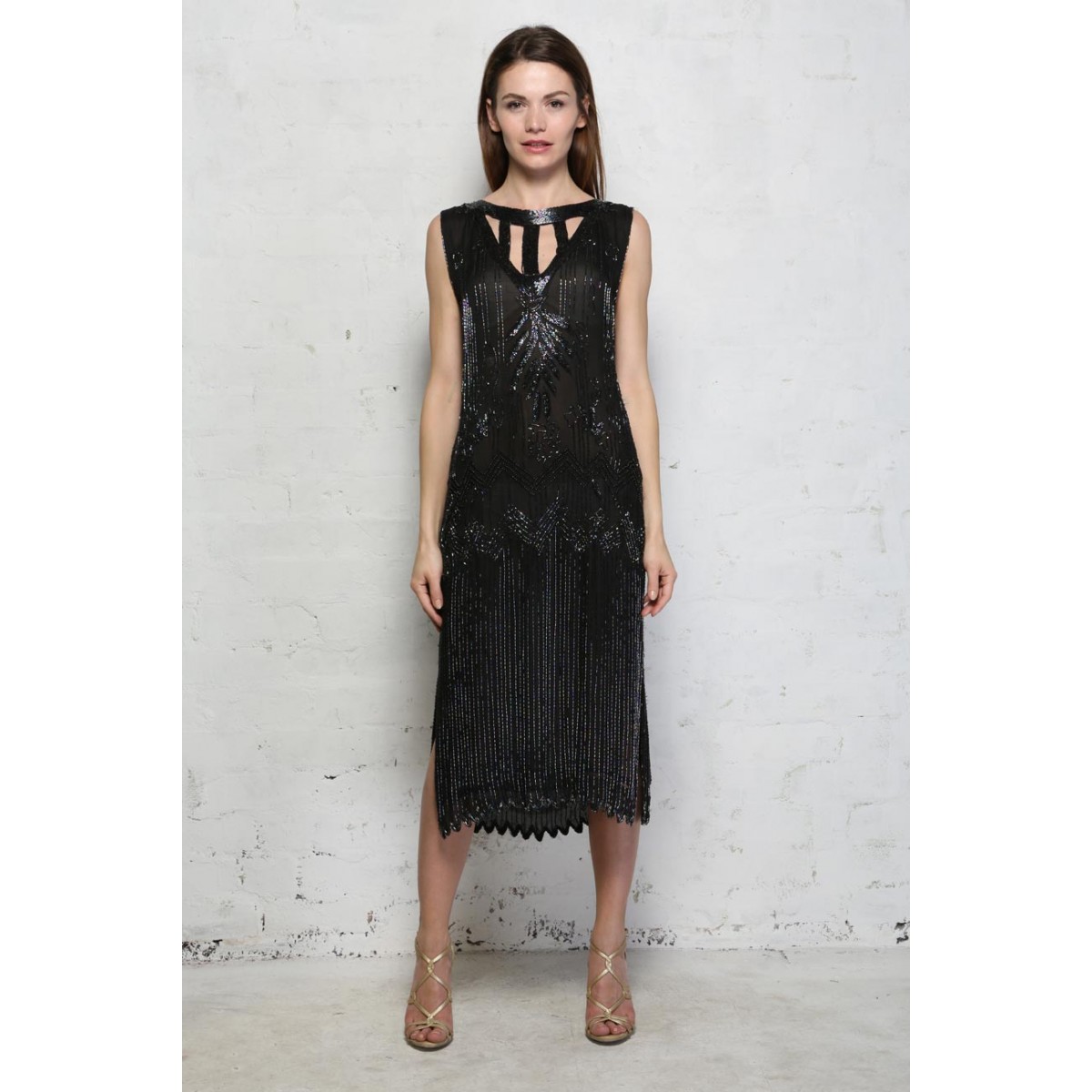 vintage black flapper dress