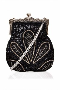 Dollie Vintage Inspired Hand Beaded Flapper Purse in Black 1