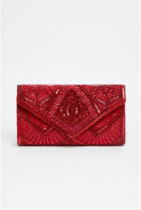 Red Embellished Clutch 