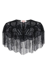 Suzi Hand Embellished Cape in Black