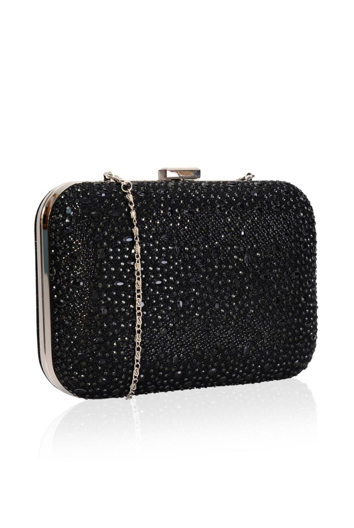 Black Beaded Clutch Bag