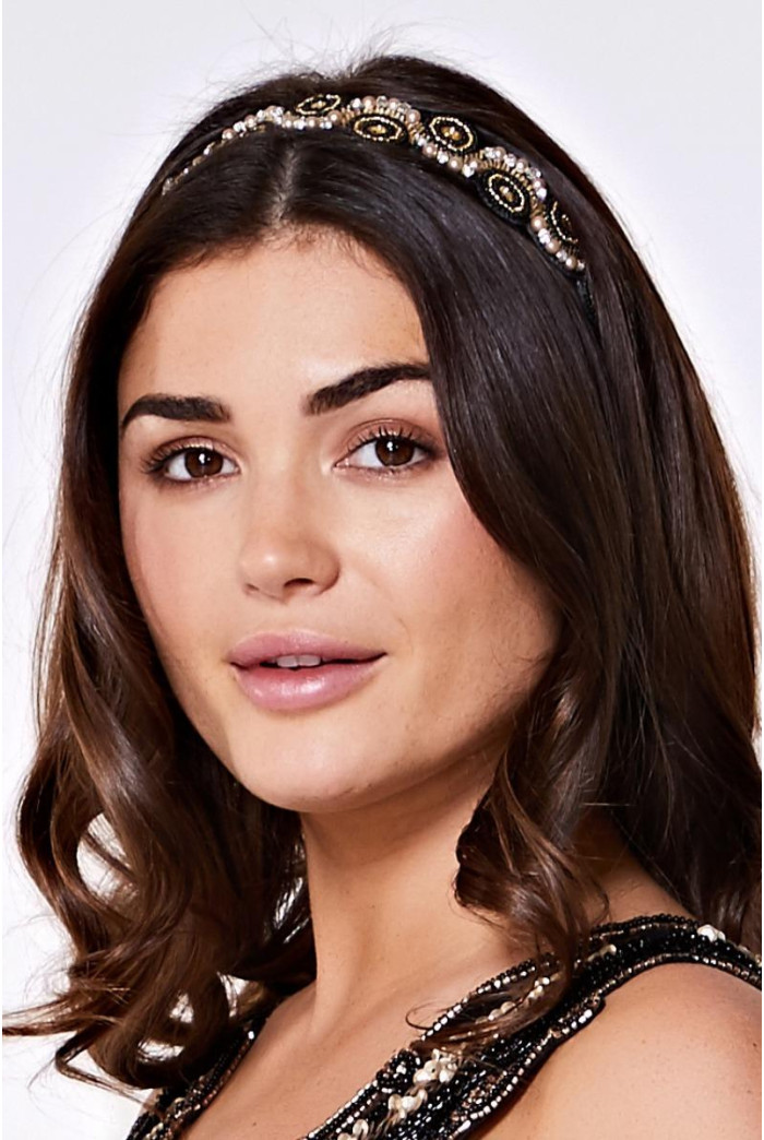 Eliza Flapper Headband in Black Gold