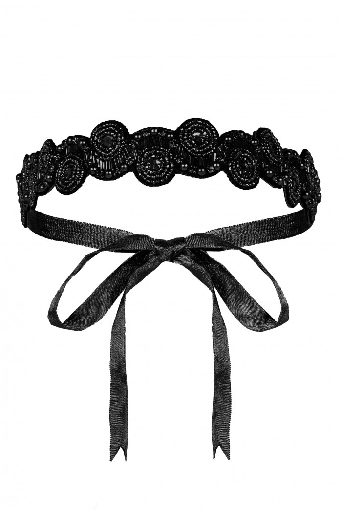 Eliza Flapper Headband in Black 1