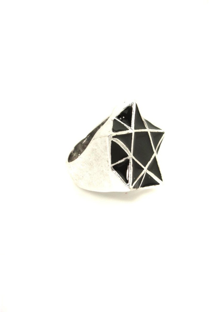 Silver And Black Deco Ring
