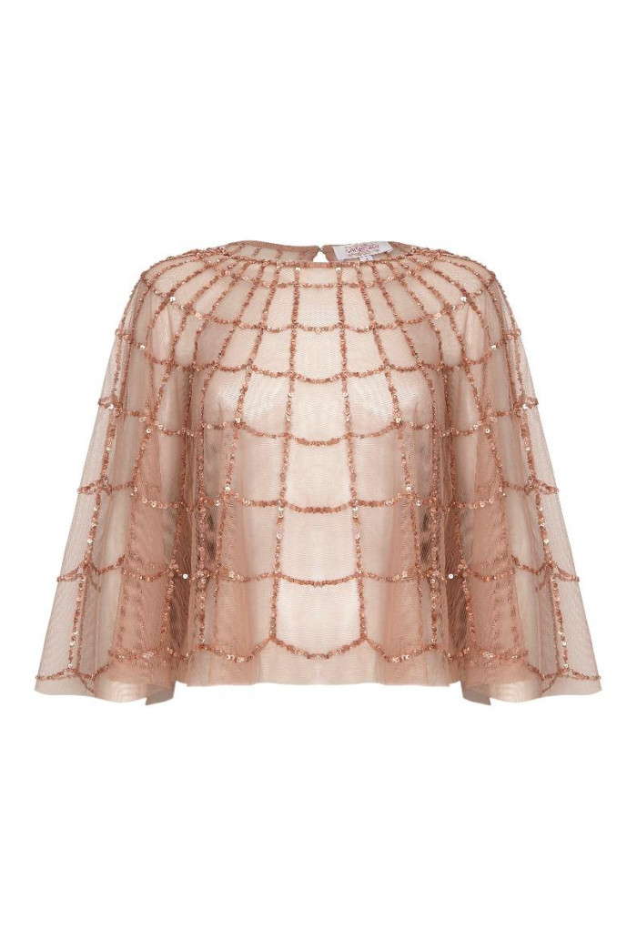 Sophie Embellished Cape in Rose Gold