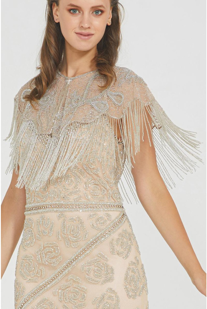 Suzi Hand Embellished Blush Silver Cape