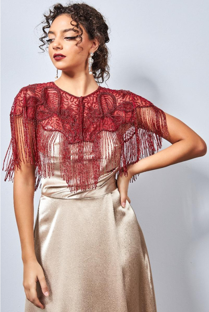 Suzi Hand Embellished Red Cape