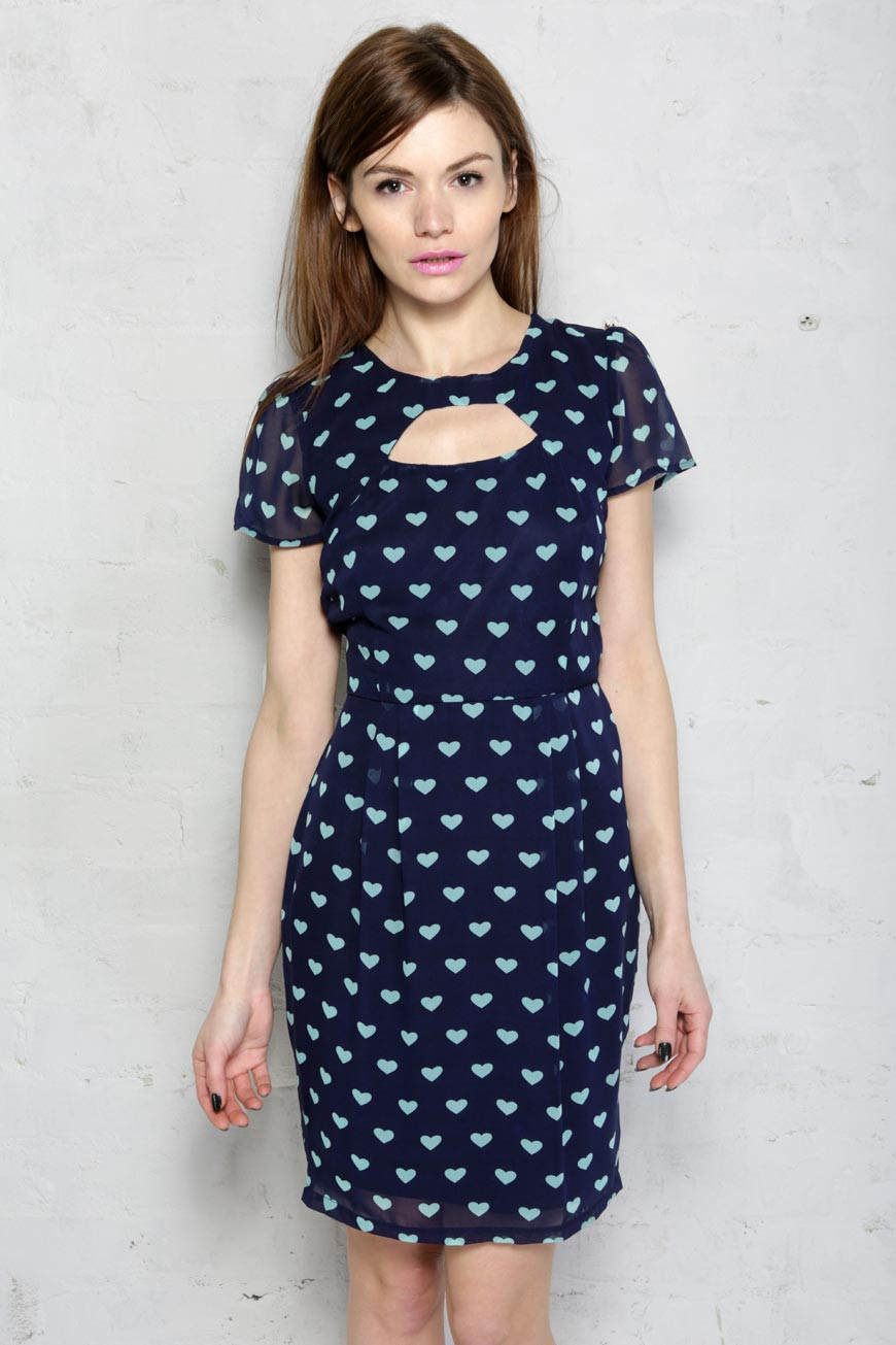Sugarhill Boutique Sweetheart Dress Heart Print Dress 1940s