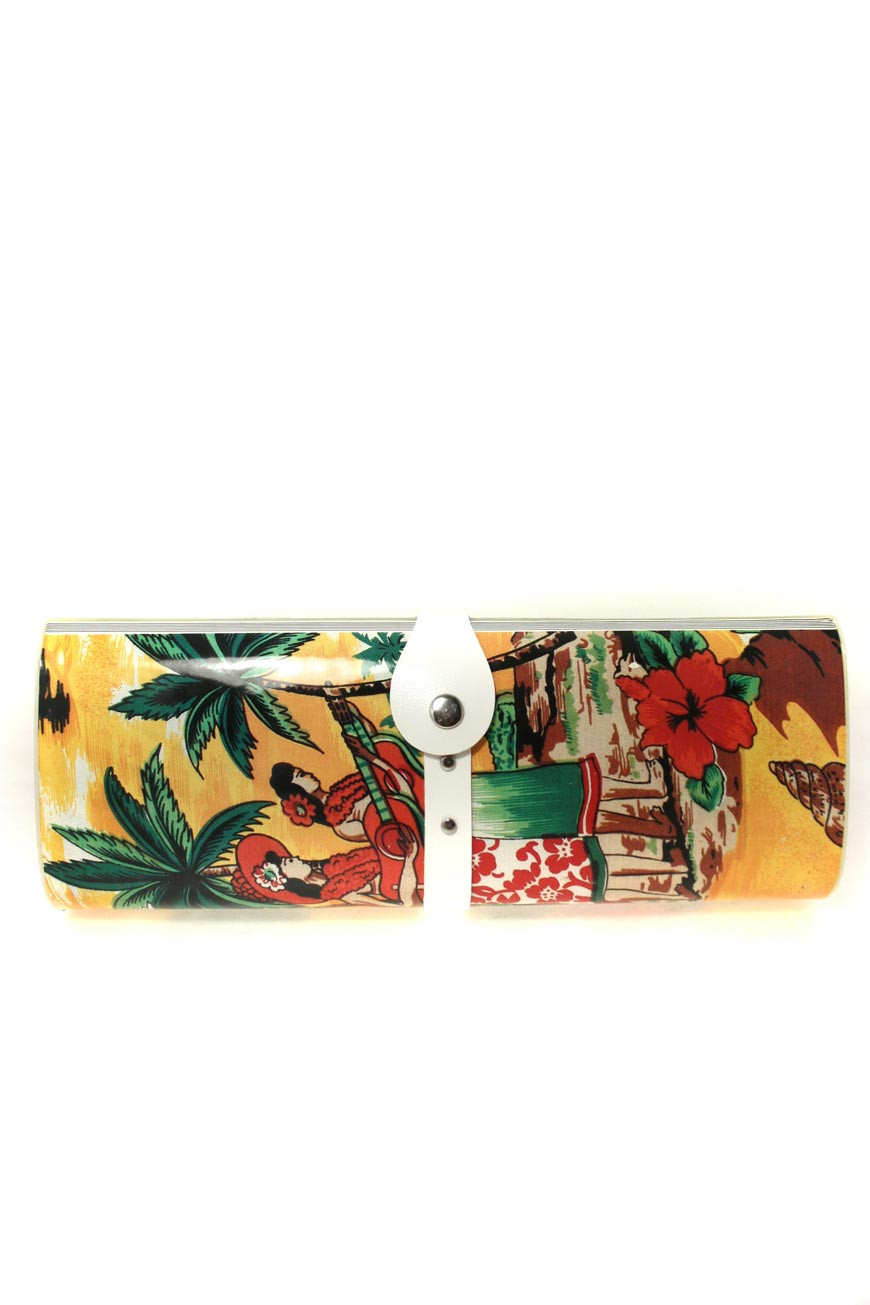 Vintage Hawaiian Print Clutch 1980s Fortrend Handbag Printed Clutch Bag