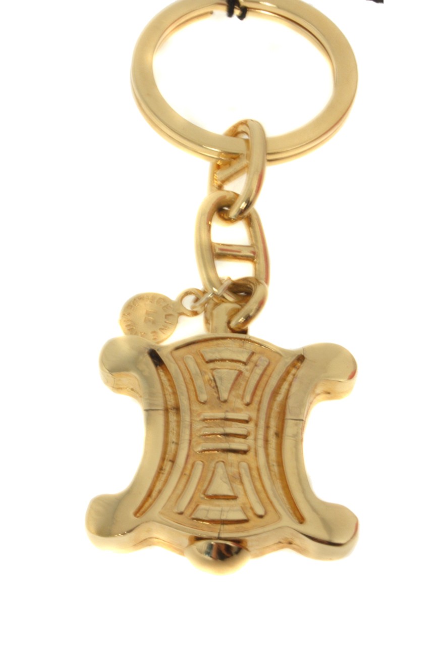 Vintage Celine Keyring - Gold Keychain - 1980s Bag Charm